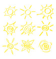 sun icon set hand drawn vector image