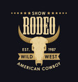 banner for a cowboy rodeo show with a bull skull vector image vector image