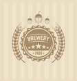 beer cap and wheat single colored label vector image