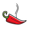 red hot chili peper with steam isolated vector image vector image