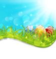 april card with easter set colorful eggs vector image