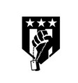 american soldier hand clutching dog tag usa stars vector image vector image