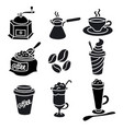 coffee drinks icons set vector image vector image