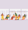 public transport bus interior with passengers vector image