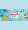 summer sale with decoration origami on blue sky vector image vector image