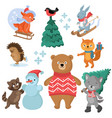christmas and winter holiday funny animals vector image