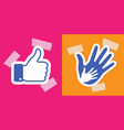 caring hand applique thumb up applique plaster vector image vector image