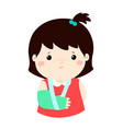 cute girl hand bone broken from accident with arm vector image