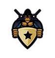 gorilla with two swords vector image vector image