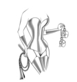 decorative drawing in sketch style with sexy inked vector image