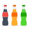 Fizzy drinks in glass bottles colored Royalty Free Vector