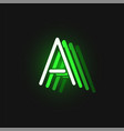 green neon character font on black background vector image