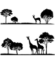 set of lndscapes with trees and wild animals vector image vector image
