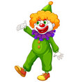 Funny clown in green costume Royalty Free Vector Image