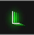 green neon character font on black background vector image