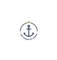 anchor rope king crown marine ship boat logo vector image vector image