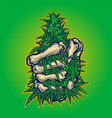 cannabis pine tree weed with stone bone for your vector image