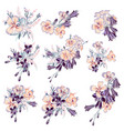 collection purple flowers compositions vector image