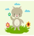 little cute baby cat picking flowers vector image vector image