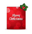 red blank gift tag and holly berry vector image