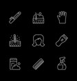 set line icons of hair vector image vector image