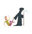 man afraid death and male character panic attack vector image