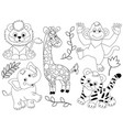 set of jungle animals vector image
