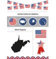 map of virginia set of flat design icons vector image