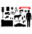 policeman equipment police silhouette icons vector image