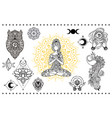 yoga pose owl moon on hand peacock india set vector image vector image