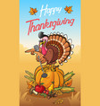 cool singing turkey on the pumpkin vector image