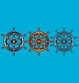 set of three different marine steering wheels vector image vector image