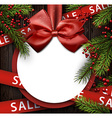 christmas sale background with satin bow vector image