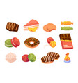 set of cartoon sweets chocolate and caramel vector image