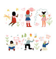 view from behind of boys and girls painting vector image vector image