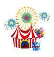 a circus tent with monster in the front vector image