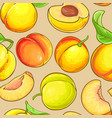 peach fruits pattern on color background vector image