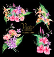 set of tropical vintage floral bouquet vector image vector image