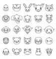 lineart isolated animals cute baby cartoon cubs vector image