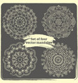 set of 4 hand drawn mandalas vector image