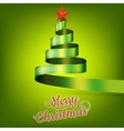 christmas tree from green ribbon and star eps 10 vector image vector image
