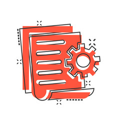 Document with gear icon in comic style big data Vector Image
