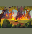 fire in camping and burning forest wildfire vector image