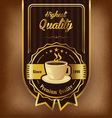 brown background with coffee label and badge vector image vector image