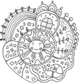 kid drawn mandala with sun and nature elements vector image