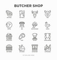 butcher shop thin line icons set vector image