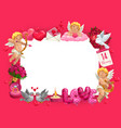 valentines day frame hearts cupids and gifts vector image vector image