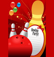 bowling party invitation template vector image vector image