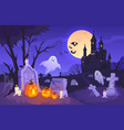 halloween graveyard scene haunting nightmare vector image