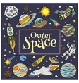outer space doodles symbols and design elements vector image